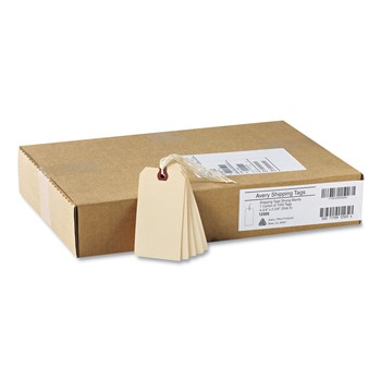 Avery 12505 4.75 in. x 2.38 in. 11.5 pt Stock Strung Shipping Tags - Manila (1000/Box)
