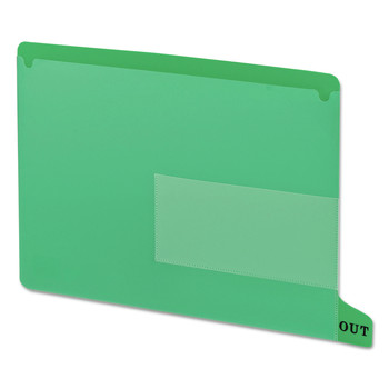 Smead 61952 1/3-Cut End Tab Out 8.5 in. x 11 in. Colored Poly Out Guides with Pockets - Green (25/Box)