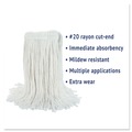 Mops | Boardwalk BWK2020RCT #20 Cut-End Rayon Wet Mop Head - White (12/Carton) image number 8