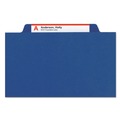 File Folders | Smead 13732 4-Section Pressboard Top Tab Classification Folders with 4 SafeSHIELD Fasteners - Letter Size/Dark Blue (10/Box) image number 1