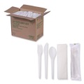  | Eco-Products EP-S015 Plantware Compostable Fork/Knife/Napkin/Spoon Cutlery Kit - Pearl White (250/Carton) image number 2