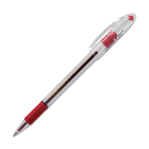 Pens | Pentel BK91-B 1 mm R.S.V.P. Ballpoint Pen - Medium/Red Ink/Clear/Red Barrel (1-Dozen) image number 0