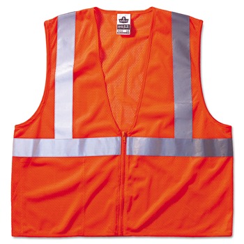 Ergodyne 21045 Polyester Mesh GloWear 8210Z Class 2 Economy Vest with Zipper Closure - Large to Extra Large ,Orange
