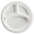 Bowls and Plates | Chinet 81230 10.25 in. Diameter Heavyweight 3-Compartment Plastic Plates - White (500/Carton) image number 0