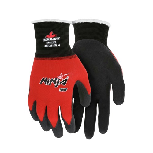 Cleaning Gloves | MCR Safety N96970L Ninja BNF Gloves - Large/Black/Red (1-Dozen) image number 0