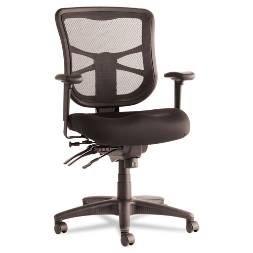 Just Launched | Alera ALEEL42ME10B 17.7 in. to 21.4 in. Seat Height Elusion Series Mesh Mid-Back Prem Fabric Multifunction Chair Supports Up to 275 lbs. - Black image number 0