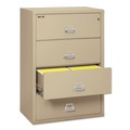 Office Filing Cabinets & Shelves | FireKing 4-3822-CPA 37.5 in. x 22.13 in. x 52.75 in. 323.24 lbs. Overall Capacity 4 Legal/Letter-Size File Drawers Insulated Lateral File - Parchment image number 1