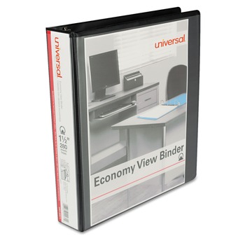Universal UNV20971 3 Rings 1.5 in. Capacity Economy Round Ring View 11 in. x 8.5 in. Binder - Black