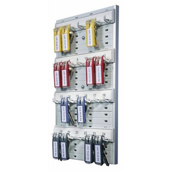 Durable 195610 24-Tag Capacity 8.38 x 1.38 x 14.13 Plastic Key Rack - Gray