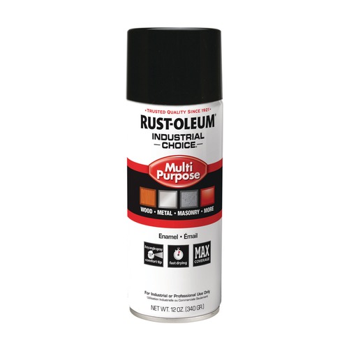 Painting | Rust-Oleum 1679830V 12 oz. Aerosol Can Industrial Choice 1600 System Multi-Purpose Enamel Spray Paint - Gloss Black (6/Carton) image number 0
