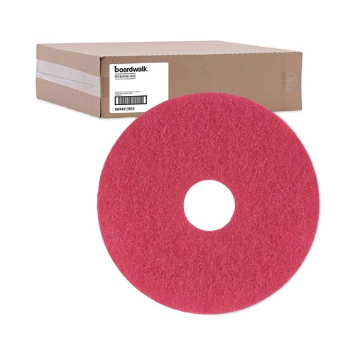 Just Launched | Boardwalk BWK4013RED 13 in. Diameter Buffing Floor Pads - Red (5/Carton) image number 0