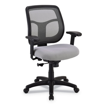  | Eurotech MT9400SR 18.1 in. to 21.7 in. Seat Height Apollo Mid-Back Mesh Chair - Silver Seat, Silver Back, Black Base