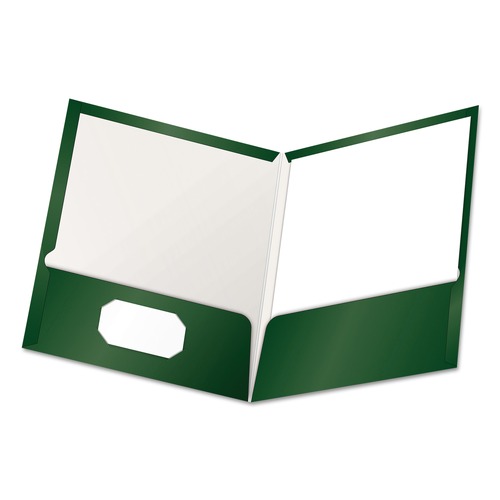 File Folders | Oxford 51717 100-Sheet Capacity 11 in. x 8.5 in. High Gloss Laminated Paperboard Folder - Green (25/Box) image number 0
