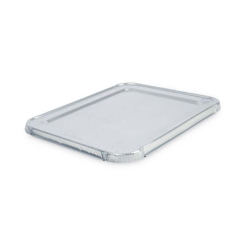  | Boardwalk BWKLIDSTEAMHF 10.5 in. x 12.81 in. x 0.63 in. Aluminum Steam Table Pan Lids (100/Carton) image number 0