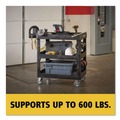 Cleaning Carts | Rubbermaid Commercial 2196862 BRUTE 25.24 in. x 44 in. x 47 in. 3 Shelves 600 lb Capacity Resin 3-Shelf Heavy-Duty Ergo Lipped Utility Cart - Black image number 9