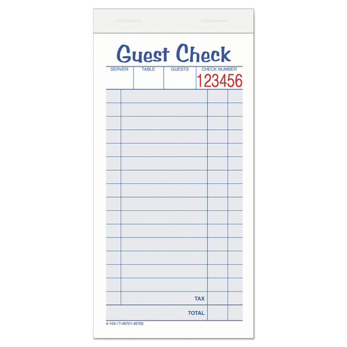 Sticky Notes & Post it | Adams 104-50SW 3.38 x 6.38 Two-Part Carbonless Guest Check Pad (10/Pack) image number 0