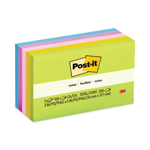 Just Launched | Post-it Notes 655-5UC 3 in. x 5 in. Original Pads - Floral Fantasy Collection (100-Sheets/Pad, 5-Pads/Pack) image number 0