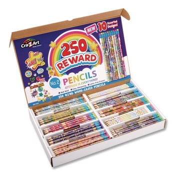 Cra-Z-Art 740171 No. 2 Pencils Motivational Classpack - Black Lead/Assorted Barrels (250/Set)