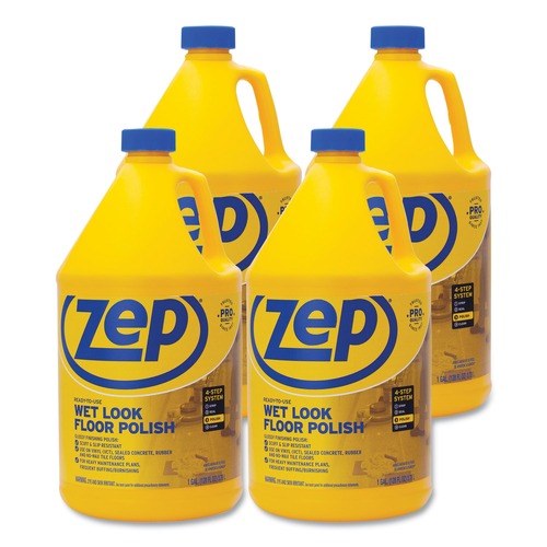 Floor Cleaners | Zep Commercial ZUWLFF128 1 gal. Wet Look Floor Polish (4/Carton) image number 0