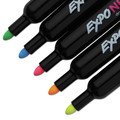 Washable Markers | EXPO 2211553 Broad Bullet Tip Neon Windows Dry Erase Marker - Assorted Colors (5/Set) image number 2