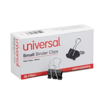 Universal UNV10200VP3 Binder Clip Value Pack - Small, Black/Silver (36/Pack)
