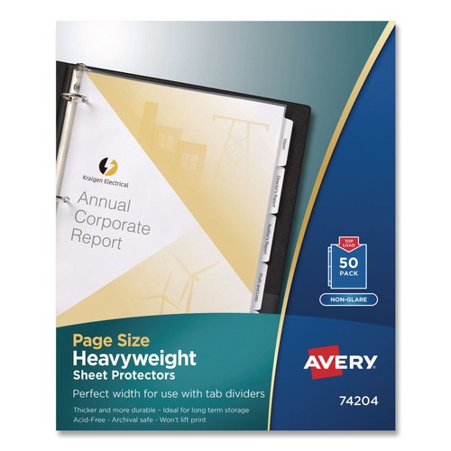 Sheet Protectors | Avery 74204 Non-Glare Top-Load Poly Three-Hole Letter Sheet Protectors (50/Box) image number 0