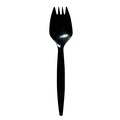 Cutlery | Boardwalk BWKSPORKBLPPIW Mediumweight Wrapped Polypropylene Plastic Spork Cutlery - Black (1000/Carton) image number 0
