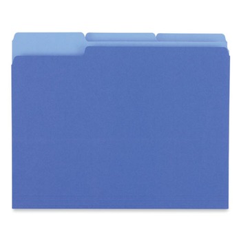 FILING AND FOLDERS | Universal UNV12301 1/3-Cut Tab Letter Size Interior File Folders - Blue (100/Box)