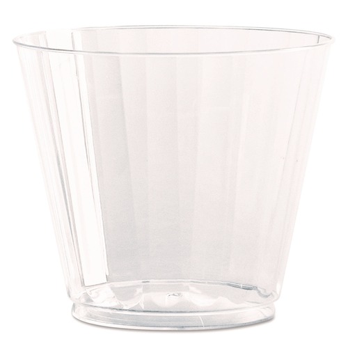 Food Trays, Containers, and Lids | WNA WNA CC9240 9 oz. Classic Crystal Fluted Squat Plastic Tumblers - Clear (240/Carton) image number 0