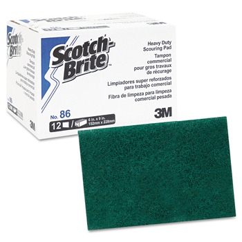  | Scotch-Brite PROFESSIONAL 86 6 in. x 9 in. Heavy-Duty Scouring Pad 86 - Green (12/Pack, 3 Packs/Carton)
