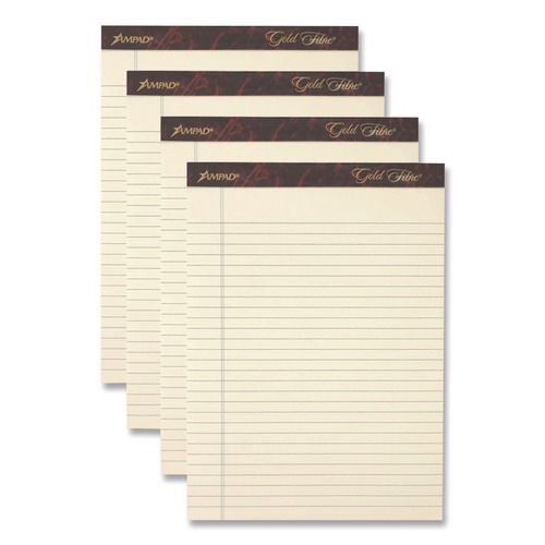 Notebooks & Pads | Ampad 20-029R 5 x 8 Sheets (50) Gold Fibre Narrow Rule Writing Pads - Canary-Yellow Sheets (4/Pack) image number 0