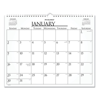  | AT-A-GLANCE 997-1 12-Month (Jan to Dec) 2026 15 in. x 12 in. Business Monthly Wall Calendar - White/Black Sheets