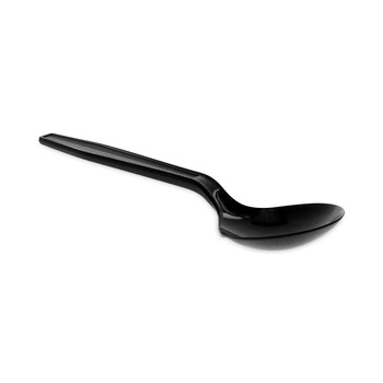 Pactiv Corp. YMWSSE Meadoware Medium Heavy Weight Soup Spoon Cutlery - Black (1,000/Carton)