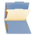 File Folders | Smead 13701 2 in. Expansion 1 Divider Letter Size 4 SafeSHIELD Fasteners Top Tab Classification Folders - Blue Exterior (10/Box) image number 1
