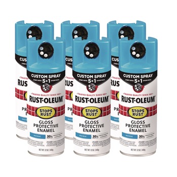 Rust-Oleum 376907 Stops Rust 5-in-1 Spray Paint, Gloss Maui Blue, 12 oz Aerosol Can, 6/Carton