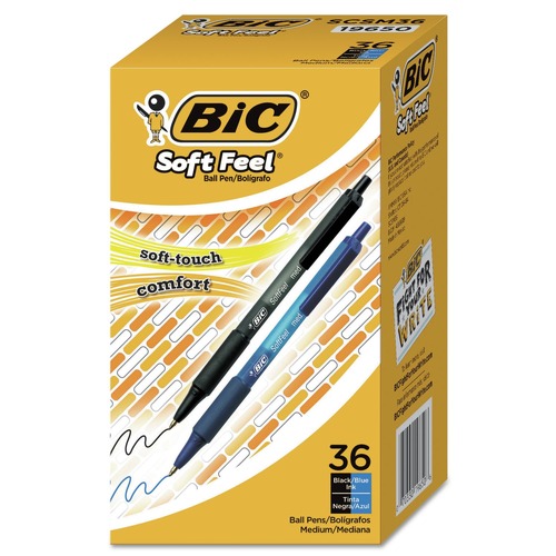 Pens | BIC SCSM361-AST Soft Feel 1 mm Medium Ballpoint Pen Value Pack - Assorted Ink and Barrel Colors (36/Pack) image number 0