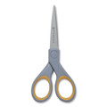 Arts & Crafts Supplies | Westcott 13824 5 in. and 7 in. Long 2.25 in. and 3.5 in. Cut Length Titanium Bonded Scissors - Straight Gray/Yellow Handle (2/Pack) image number 3