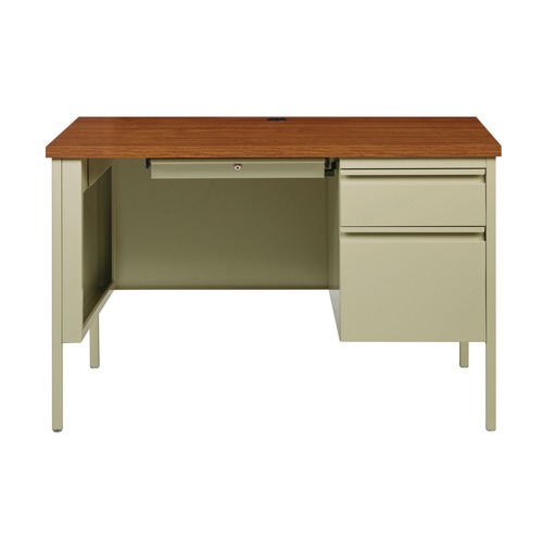Office Desks & Workstations | Alera 22199 45 in. x 24 in. x 29.5 in. Single Pedestal Steel Desk - Cherry/Putty image number 0