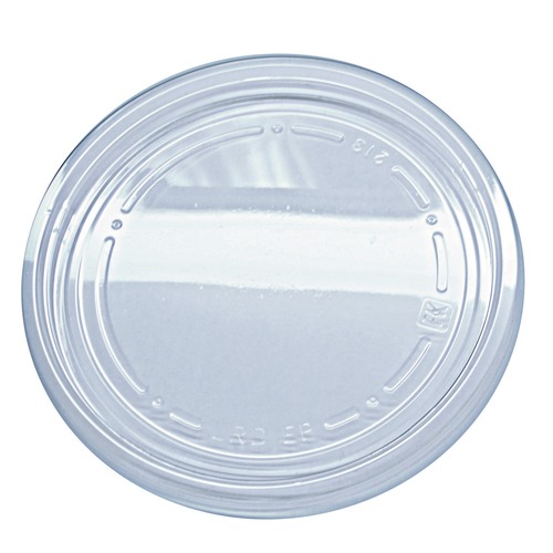 Food Trays, Containers, and Lids | Fabri-Kal 000000000009501020 Recycleware Flat Plug Fit Round Plastic Deli Container Lids - Clear (500/Carton) image number 0