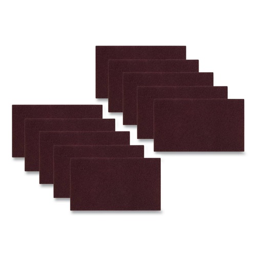 Cleaning Brushes | Boardwalk 7100151257 28 in. x 14 in. Deep Scrub Pads - Maroon (10/Carton) image number 0