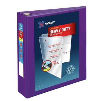 Avery 79777 3 One Touch EZD Rings 2 in. Capacity 11 in. x 8.5 in. Heavy-Duty View Binder with DuraHinge - Purple (6/Carton)