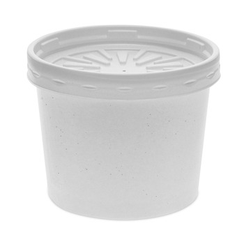 TABLETOP AND SERVEWARE | Pactiv Corp. D12RBLD 12 oz 3.75 in. Diameter x 3 in. h Paper Round Food Container and Lid Combo - White (250/Carton)