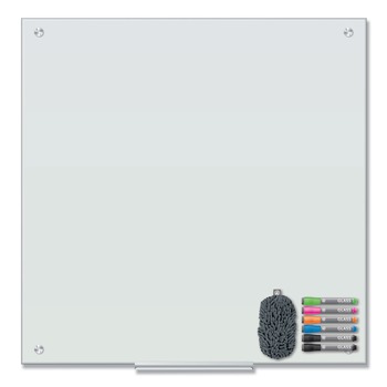 U Brands 3971U00-01 35 in. x 35 in. Magnetic Glass Dry Erase Board Value Pack - Frosted White