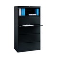 Office Filing Cabinets & Shelves | Hirsh Industries 14992 36 in. x 18.62 in. x 67.62 in. 5 Letter/Legal/A4-Size File Drawers Lateral File Cabinet - Black image number 3
