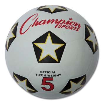  | Champion Sports SRB5 No. 5 Size Rubber Sports Ball For Soccer - White/Black