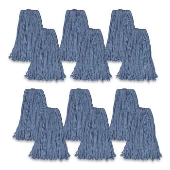MOPS | Rubbermaid Commercial FGF51800BL00 24 oz. 1 in. Band Cotton/Synthetic Cut-End Blend Mop Head - Blue (12/Carton)