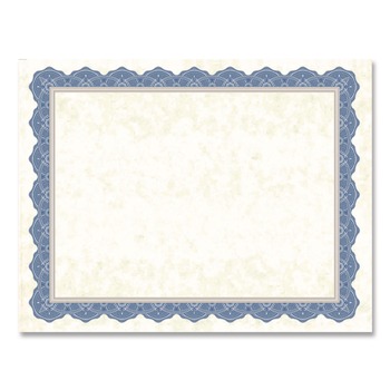  | Geographics 47849 Award Certificates, 8.5 x 11, Natural with Braided Blue/Silver Border, 15/Pack