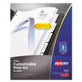 Binders | Avery 11511 11 in. x 8.5 in. 5-Tab 3-Hole Punched Customizable Print-On Dividers - White (5/Pack) image number 0