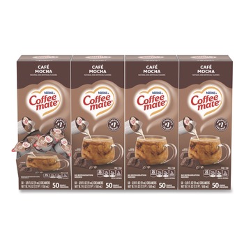 FOOD CONDIMENTS | Coffee-Mate 11002807 0.38 oz. Mini Cups Liquid Coffee Creamer - Cafe Mocha (200/Carton)