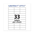 Labels | Avery 05332 1 in. x 2.81 in. Copier Mailing Labels - White (33/Sheet, 250 Sheets/Box) image number 5
